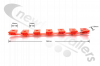 4103009 Cargo Floor Plastic Bearing Block - Red/Orange 7-112, Height 35mm