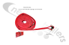RED-3.0-D1.2 Dawbarn Cover Sheet Side Strap With D Eyelet 1.2Mts Down In Red LG:3Mts