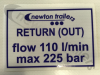 Blue On White 1m Return Information Warning Decal - Moving Floor " RETURN " - " OUT "