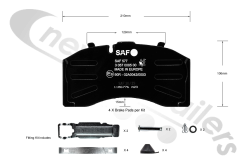 N1001004 SAF Brake Pads for SK7 Caliper for a 22.5" Disc - With Caliper Fitting Kit