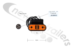 31-2067-697 Aspoeck Unipoint Side Amber Marker Lamp With Fixation 90° Back With ASS2 Connection to ASS3 Lead