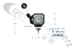 30166450 Knapen Rear Work Light LED 80x80 2,5m. ASS2