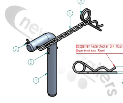 428651 Fliegl Aggregate Ejector Landing Leg Pin 20mm DIA