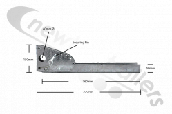 ASGK990/760AGV Side Rail / Guard Hinged Leg - Pre-Assembled With Pin & Wire Assembly 760/795mm Overall Length