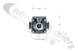 KX2000/1 Quick Release Valve (QRV) Type 4 Port Parallel Inlet M22x1.5mm - Outlet M22x1.5mm