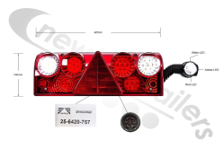 25-6420-757 Aspoeck Tail Lamp EUROPOINT II LED - R/H Lamp With 7 Pin Connector Plug & LED Outline Marker