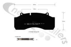 N1003894 SAF Brake Pads Axle Set for Axle SKRZ 9022H Brake SBH 2243 Haldex