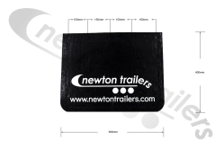 500 x 400mm Rubber Raised Newton Mudflap 500 x 400mm Plain Black Rubber Flap With Raised White Newton Trailers Logo