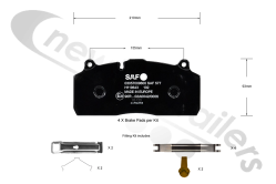 03057001500 SAF Brake Pads for SBS 2220 H01 / Haldex ModulT Caliper - From 12/2018