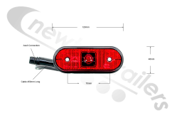 30163061 Aspoeck Unipoint Rear Red Marker Lamp With 0.5m Assy 3 Connection Cable
