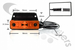 31-2214-020 Aspoeck Marker Lamp - Side Amber Flatpoint LED I 90 Deg With 1 meter Lead & P&R Fitting