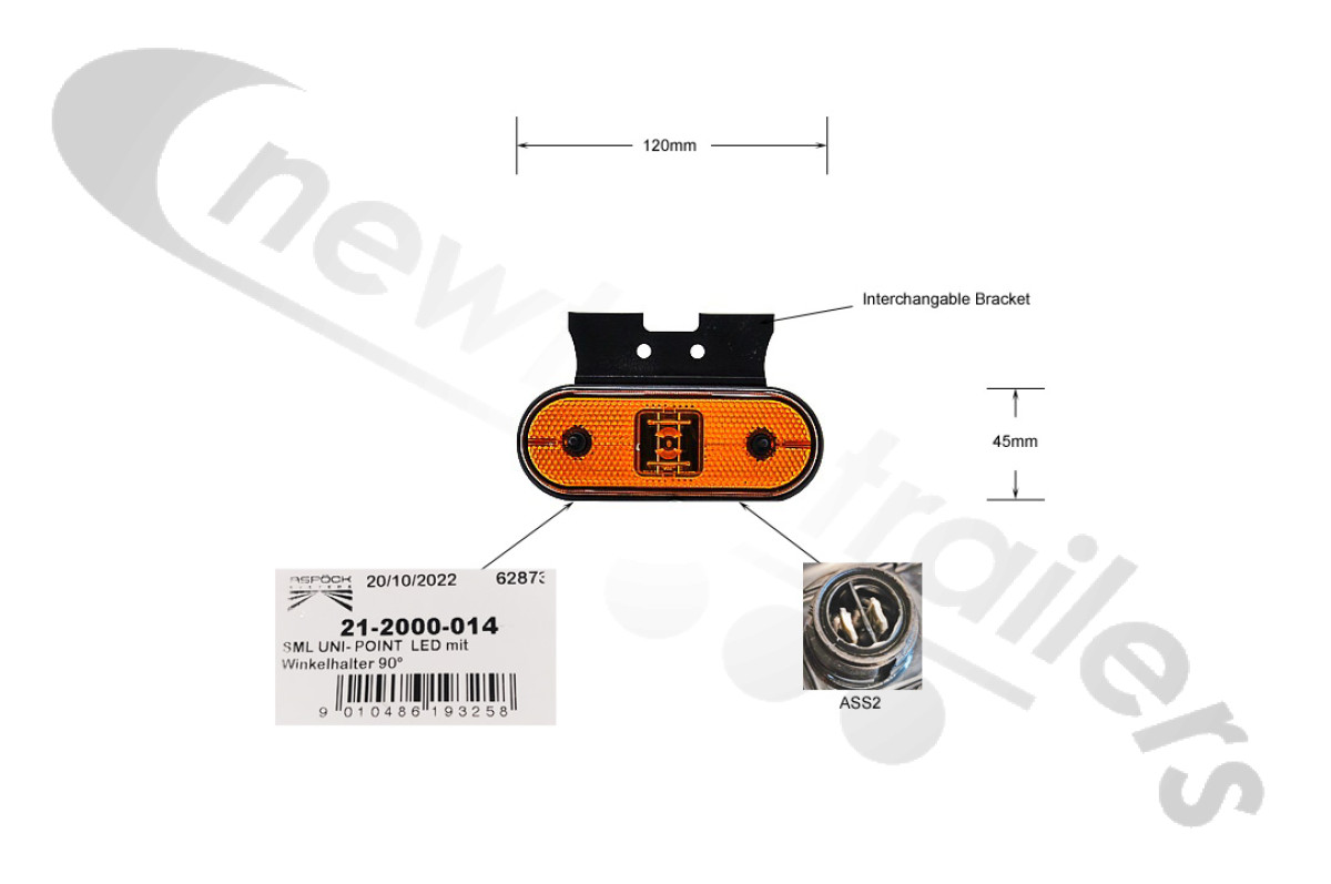 21-2000-014 Aspoeck Unipoint Side Amber Marker Lamp