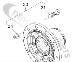3.302.1157.00 SAF Wheel Stud & Nut 76mm For Intradisc, Intradisc Plus & Integral Axles