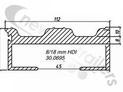 30.0695  Cargo Floor Plank 8/18 x 112mm HDI Single Seal No Seal or End Cap