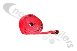 RED-3.0-D1.2 Dawbarn Cover Sheet Side Strap With D Eyelet 1.2Mts Down In Red LG:3Mts
