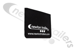 A990 20 x 16" Logo Newton Mudflap 500 x 400mm Plain Black Rubber Flap With Flat White Newton Trailers Logo