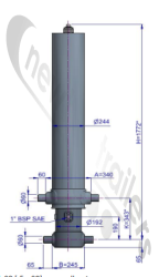 FC A169-5-07130-000-K0343 Hyva Tipping Cylinder /  Ram FC A169-5-07130-000-K0343 - NOT Including Body Brackets - Commonly used on SDC/KBF's