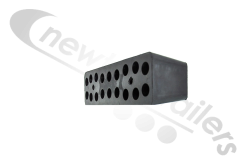 RUBF1016 Bump Stop Rubber Rectangle 2 Hole Buffer 365 x 100 x 115