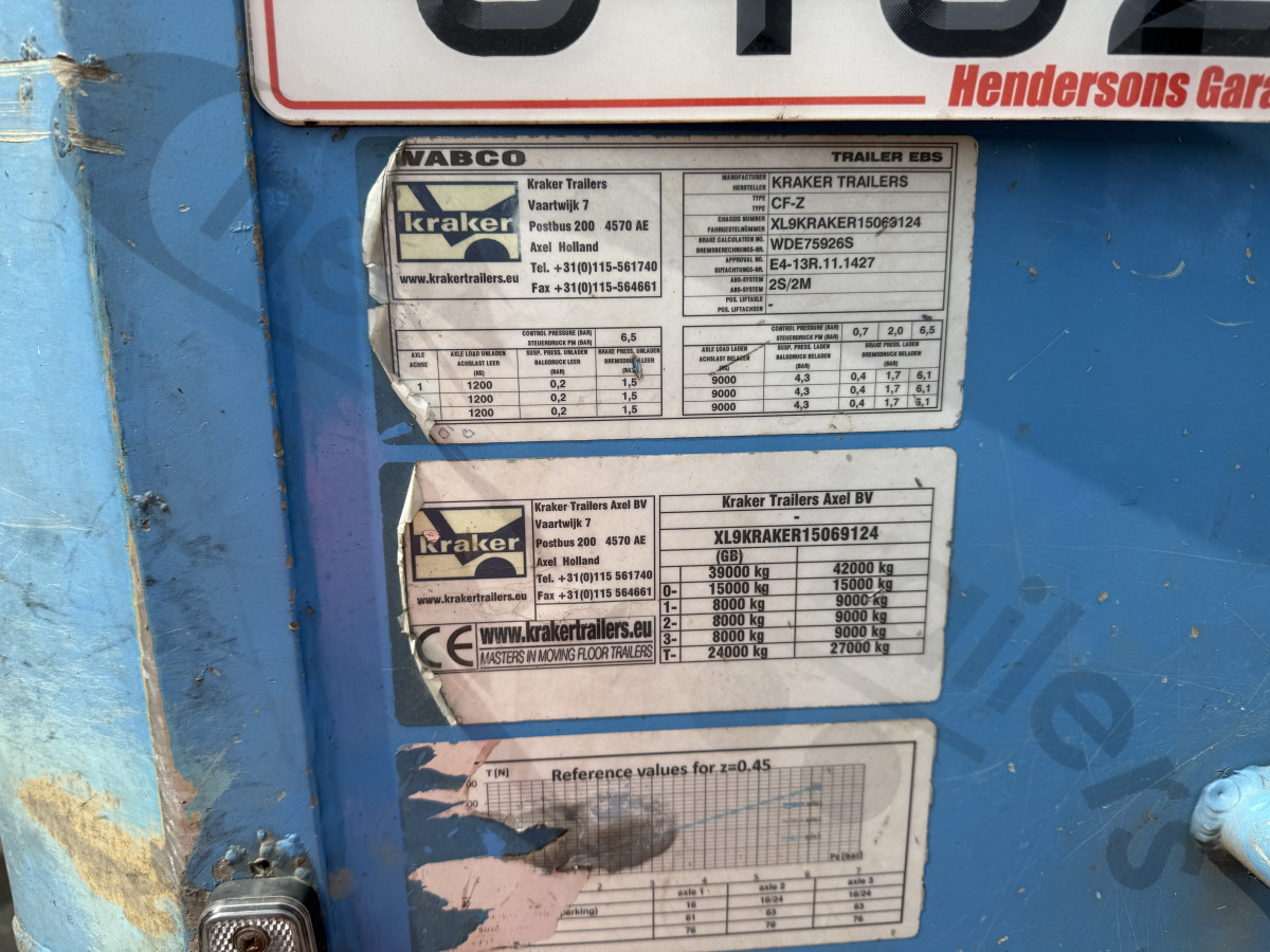 Used 2015 Kraker Biomass Moving Floor Trailer